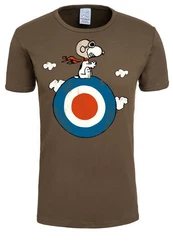 LOGOSHIRT T-Shirt Peanuts Snoopy Pilot Braun/Creme/Khaki/Schwarz/Dunkelgrün
