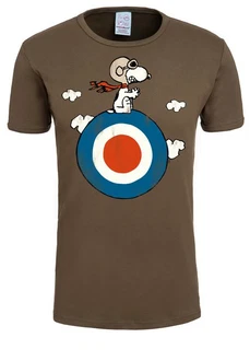 LOGOSHIRT T-Shirt Peanuts Snoopy Pilot Braun/Creme/Khaki/Schwarz/Dunkelgrün
