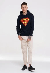 LOGOSHIRT Kapuzensweatshirt DC Superman Logo Dunkelblau/Hellblau/Blau