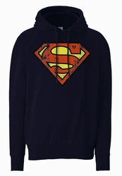 LOGOSHIRT Kapuzensweatshirt DC Superman Logo Dunkelblau/Hellblau/Blau