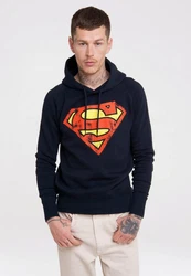 LOGOSHIRT Kapuzensweatshirt DC Superman Logo Dunkelblau/Hellblau/Blau