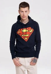 LOGOSHIRT Kapuzensweatshirt DC Superman Logo Dunkelblau/Hellblau/Blau