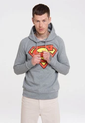 LOGOSHIRT Kapuzensweatshirt DC Superman Logo Grau/Silber/Hellgrau/Dunkelgrau