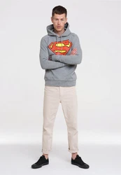 LOGOSHIRT Kapuzensweatshirt DC Superman Logo Grau/Silber/Hellgrau/Dunkelgrau
