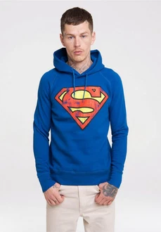 LOGOSHIRT Kapuzensweatshirt DC Superman Logo Hellblau/Blau
