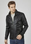 bugatti Lederjacke BUFABIANO Dunkelgrau/Grau/Schwarz