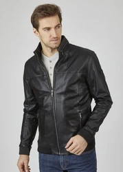 bugatti Lederjacke BUFABIANO Dunkelgrau/Grau/Schwarz