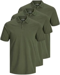 Jack & Jones Poloshirt (3er-Pack) in Unifarbe Dunkelgrün