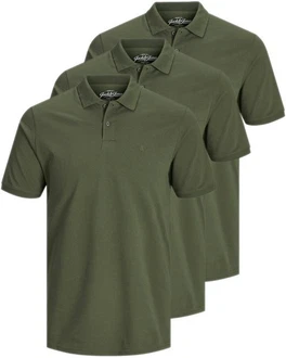 Jack & Jones Poloshirt (3er-Pack) in Unifarbe Dunkelgrün