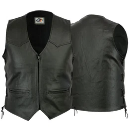 Motorradweste GW680 Black Zipper Motorrad Lederweste Biker Motorradweste Weste schwarz