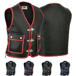 Motorradweste GW688 Motorrad Lederweste Biker Motorradweste Weste