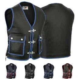 Motorradweste GW688 Motorrad Lederweste Biker Motorradweste Weste