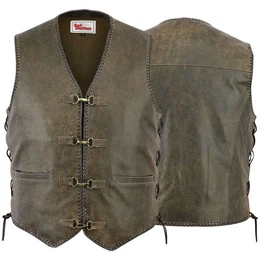 Motorradweste GW693 Cracker Motorrad Lederweste Biker Motorradweste Cracker Weste Braun