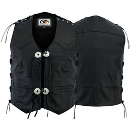 Motorradweste GW692 Black Motorrad Lederweste Biker Motorradweste Weste schwarz