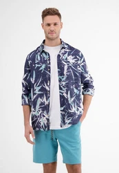 LERROS Langarmhemd Leinenhemd Blau/Hellblau