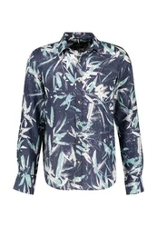 LERROS Langarmhemd Leinenhemd Blau/Hellblau