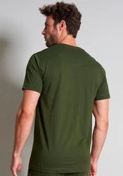 TOM TAILOR T-Shirt Cansas mit Knopfleiste Dunkelgrün