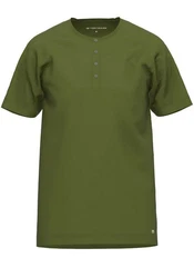 TOM TAILOR T-Shirt Cansas mit Knopfleiste Dunkelgrün