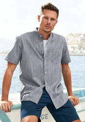 H.I.S Kurzarmhemd Regular Fit Stehkragenhemd 