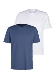 T-Shirt (2er-Pack) Freizeitshirt mit Kurzarm, Rundhals aus reine Baumwolle