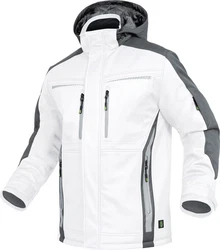 Leibwchter Winterjacke Flex-Line Herren Winter Softshelljacke Weiß/Grau/Creme