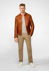 RICANO Lederjacke Tomaso Braun/Orange/Beige