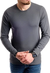 Jack & Jones Langarmshirt Basic Shirt mit Rundhalsausschnitt Dunkelgrau/Dunkelblau/Grau