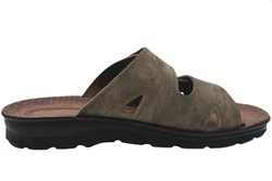 PADERO Herren Klettverschluss Pantolette Dunkelgrün/Khaki/Grün