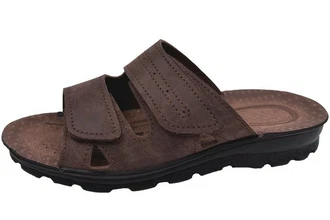 PADERO Herren Klettverschluss Pantolette Braun/Dunkelbraun/Beige