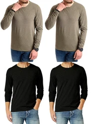 Jack & Jones Langarmshirt Basic mit Rundhalsausschnitt (4er-Pack) Khaki/Dunkelgrün