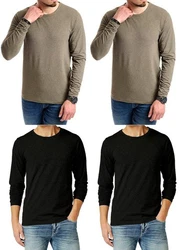 Jack & Jones Langarmshirt Basic mit Rundhalsausschnitt (4er-Pack) Khaki/Dunkelgrün