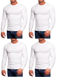 Jack & Jones Langarmshirt Basic mit Rundhalsausschnitt (4er-Pack) Weiß/Creme/Dunkelblau
