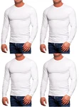 Jack & Jones Langarmshirt Basic mit Rundhalsausschnitt (4er-Pack) Weiß/Creme/Dunkelblau