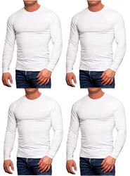 Jack & Jones Langarmshirt Basic mit Rundhalsausschnitt (4er-Pack) Weiß/Creme/Dunkelblau