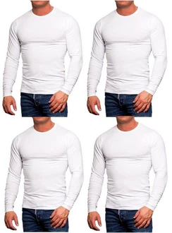 Jack & Jones Langarmshirt Basic mit Rundhalsausschnitt (4er-Pack) Weiß/Creme/Dunkelblau