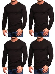 Jack & Jones Langarmshirt Basic mit Rundhalsausschnitt (4er-Pack) Schwarz