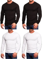 Jack & Jones Langarmshirt Basic mit Rundhalsausschnitt (4er-Pack) Weiß/Dunkelblau/Schwarz/Creme