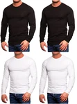 Jack & Jones Langarmshirt Basic mit Rundhalsausschnitt (4er-Pack) Weiß/Dunkelblau/Schwarz/Creme
