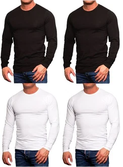 Jack & Jones Langarmshirt Basic mit Rundhalsausschnitt (4er-Pack) Weiß/Dunkelblau/Schwarz/Creme