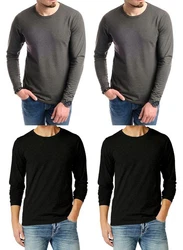 Jack & Jones Langarmshirt Basic mit Rundhalsausschnitt (4er-Pack) Schwarz/Dunkelgrau/Khaki/Dunkelblau/Dunkelgrün/Grau