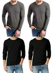Jack & Jones Langarmshirt Basic mit Rundhalsausschnitt (4er-Pack) Schwarz/Dunkelgrau/Khaki/Dunkelblau/Dunkelgrün/Grau