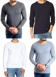 Langarmshirt (4er-Pack) Basic Shirts mit Rundhalsausschnitt
