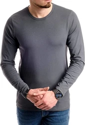 Jack & Jones Langarmshirt Basic Shirt mit Rundhalsausschnitt Dunkelgrau/Dunkelblau/Grau