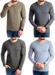 Jack & Jones Langarmshirt Basic mit Rundhalsausschnitt (4er-Pack) Khaki/Dunkelgrün/Grau/Dunkelblau