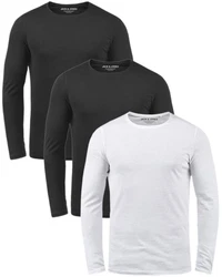 Jack & Jones Langarmshirt Basic Shirt mit Rundhalsauschnitt Dunkelgrau/Dunkelblau/Grau/Schwarz/Hellgrau