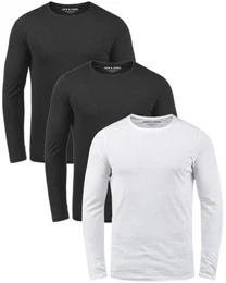 Langarmshirt (3er-Pack) Basic Shirt mit Rundhalsauschnitt
