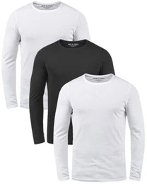 Langarmshirt (3er-Pack) Basic Shirt mit Rundhalsauschnitt