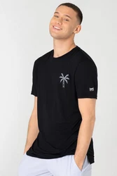 SUPER.NATURAL T-Shirt TROPICAL ADVENTURE TEE Schwarz/Dunkelblau/Beige