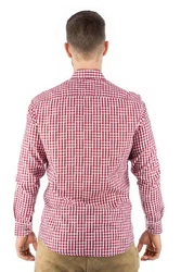 OS-Trachten Trachtenhemd Zufir mit Haifischkragen Rot/Dunkelrot