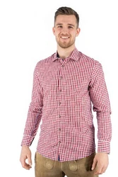 OS-Trachten Trachtenhemd Zufir mit Haifischkragen Rot/Dunkelrot
